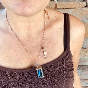 NEW Blu Lantern Gem iridescent stone necklace sexy fun hand #peacedbyalise key
